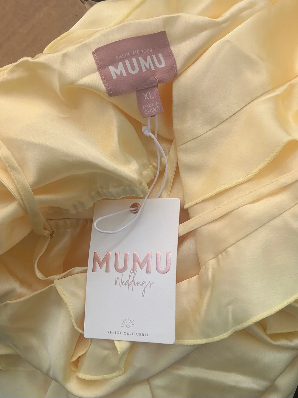 Show me your Mumu Romance Ruffle Dress Luxe Satin - Picture 3 of 3